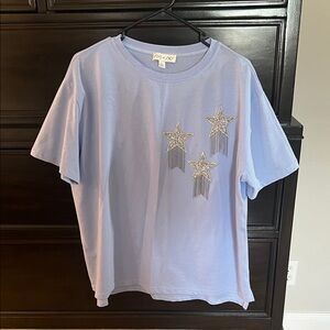 Zoe‎ + Liv Light Blue Tee with Silver Star Embellishments